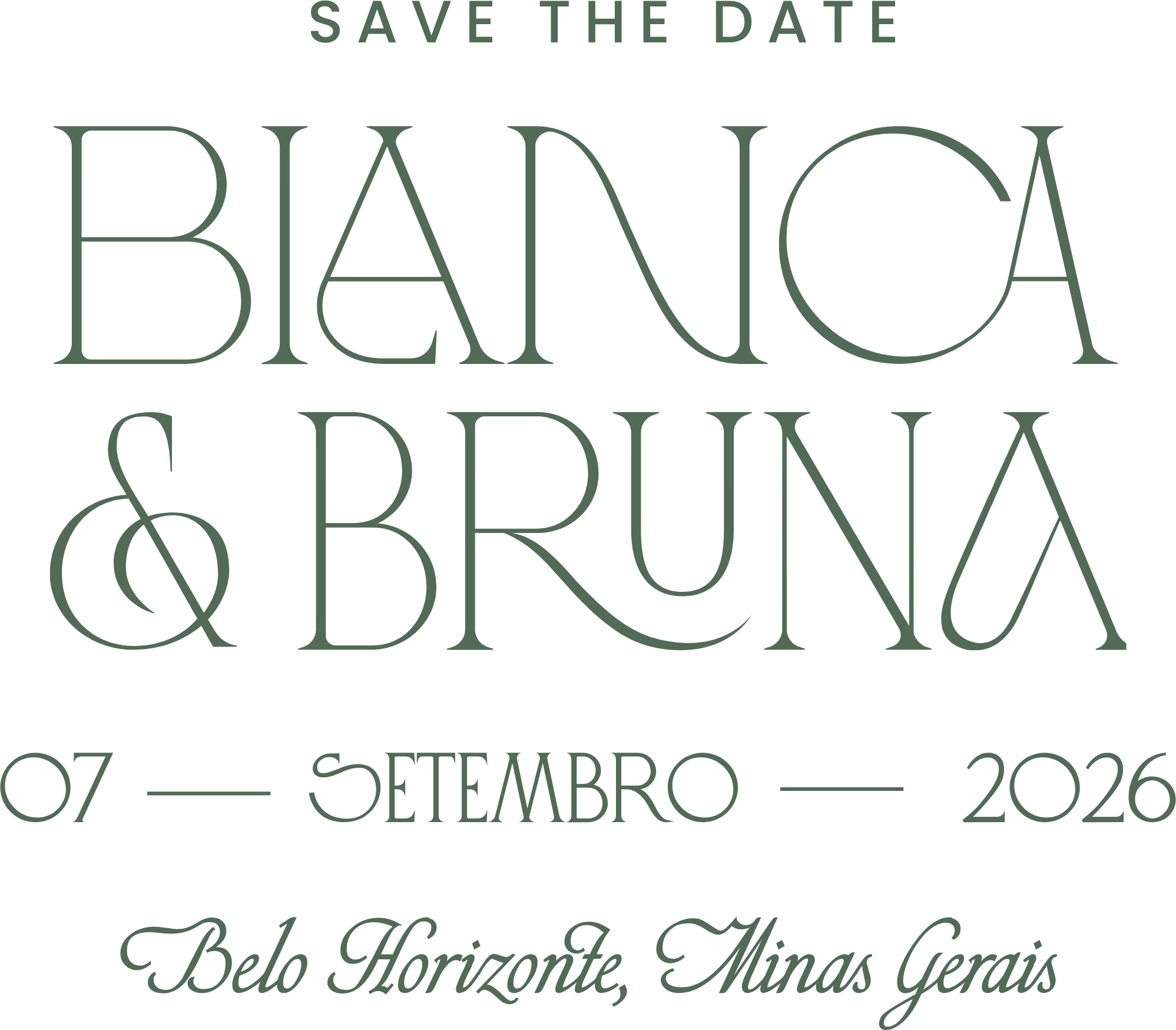 Bianca & Bruna — Save the Date · 07 de setembro de 2026 · Belo Horizonte, Minas Gerais